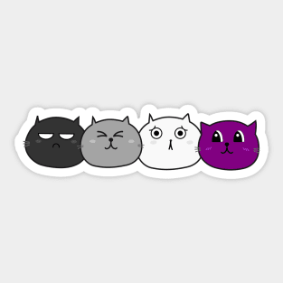 Asexual Pride Kawaii Cats Shirt Sticker